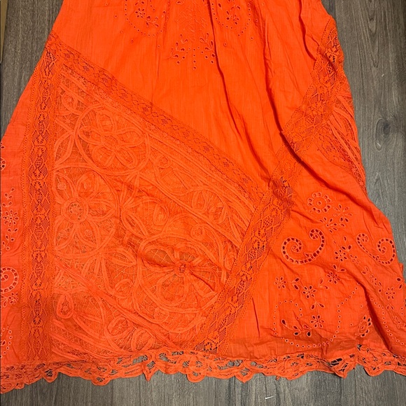 NWT! Anthropologie Orange Halter Cutwork Lace Dress 🐾 - Picture 5 of 6